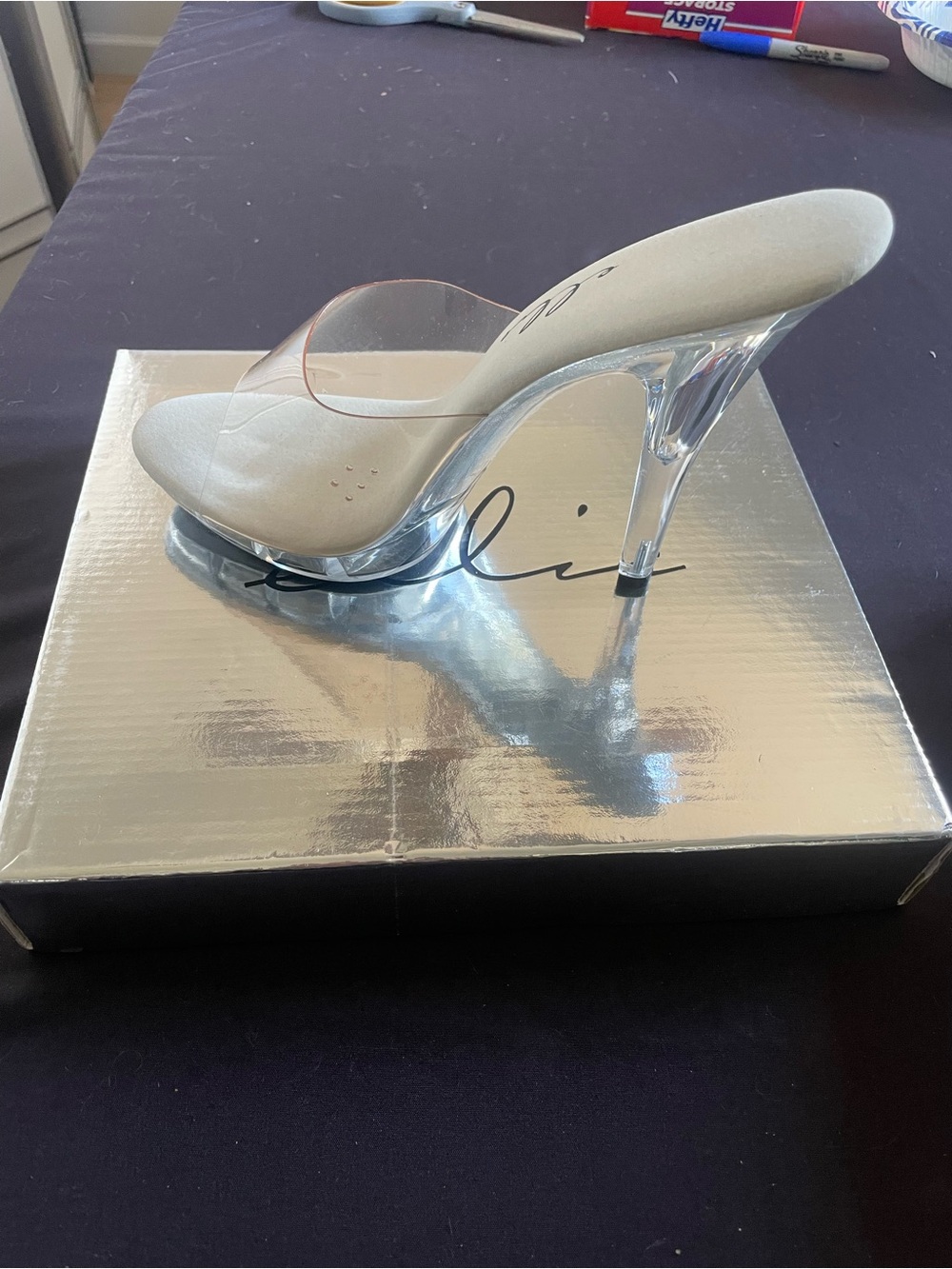 Ellie Clear PVC Mule Heels with White Footbed